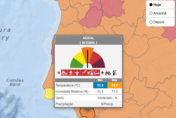 Imagem do site do Instituto Português do Mar e da Atmosfera (IPMA)