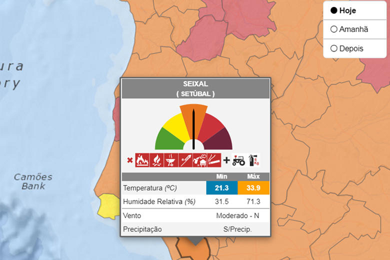 Imagem do site do Instituto Português do Mar e da Atmosfera (IPMA)